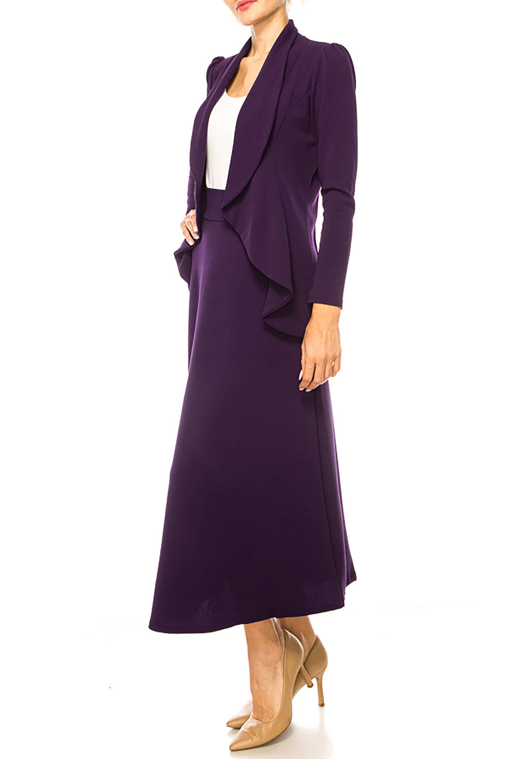Women's Solid 2-piece blazer skirt set
